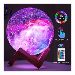 ZCCYMX1996 Moon Table Lamp LED 3D Children's Night Light Galaxy Lamp Star Moon Lamp With Wooden Remote Control And Touch Control USB Rechargeable Gift