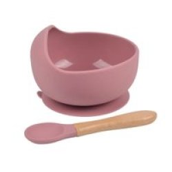 Baby Bowl & Spoon Set Dusty Pink