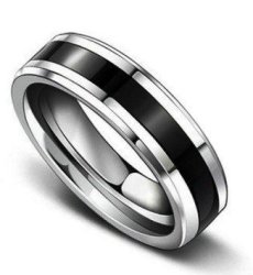 Men's Two Tone Stainless Steel Wedding Band Size 10.5