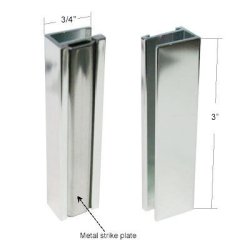 Bright Chrome Shower Door U-channel With Metal Strike Plate