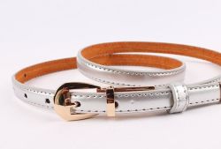 Belt For Women Made Of Genuine Leather In Candy Color - Silver