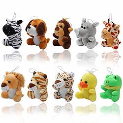 Small Stuffed Animals Set Of 10 Soft Cute Plush Toys Assortment Of Jungle Farm Zoo Safari Animals: Stuffed Lion Giraffe Rhino Zebra |plush