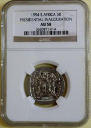 1994 Inauguration R5 Coin Ngc Graded Au58