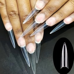 600PCS Clear Stiletto Nail Tips Medium Half Cover Gel X Nail Tips For French Acrylic Press On Nails Nails False Nails For Nail Extension