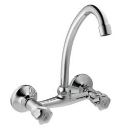Coral Wall Mounted Sink Mixer With Swivel Spout Chrome Plated Dzr Brass