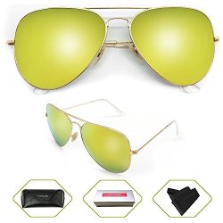 Aviator Sunglasses For Men Women Flash Mirror Lens UV400 Sunglasses Eyewear Gold gold Frame 60