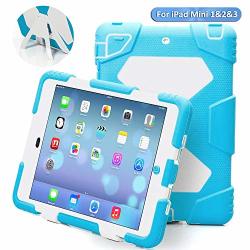 Aceguarder Apple Ipad MINI 2 Case Waterproof Rainproof Shockproof Kids Proof Case For Ipad MINI 2 Blue white
