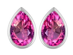 Star K 9X6MM Pear Shape Created Pink Sapphire Earrings Studs Sterling Silver