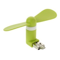 USB MINI Micro Phone Fan Potable Summer Essential Quiet Fan For Power Bank Android Or Iphone 2 In 1-GREEN