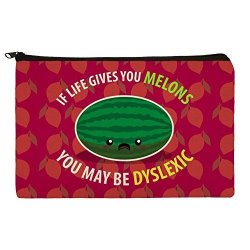 If Life Gives You Melons Dyslexic Funny Makeup Cosmetic Bag Organizer Pouch