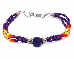 Mia Jewel Shop Handmade Native American Style Tribal Gemstone Bead Beaded Multi Strand Bracelet Dark Purple Agate