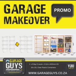 Garage Bundle 5 Bay 5 Level With Plastic Storage Containers - 600MM