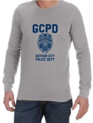 Gcpd Mens Long Sleeve T-Shirt Grey Medium