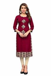 Ziya Indian Cotton & Rayon Printed & Embroidered Kurti Tunic Top For Women 271 80 Maroon 279 46