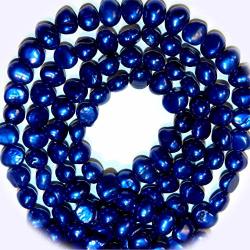 New Dark Royal Blue 4-6MM Baroque Cultured Freshwater Pearl Jewelry-making Beads 14-INCH Diy Craft Supplies For Handmade Bracelet Necklace