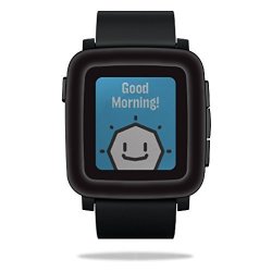 Mightyskins Protective Vinyl Skin Decal For Pebble Time Smart Watch Cover Wrap Sticker Skins Solid Black