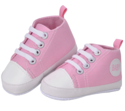 Baby Boy Girl Soft Bottom Cotton Fabric Sneackers Shoes - Pink