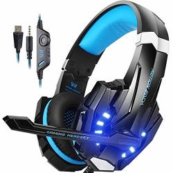 Fxminlhy Stereo Gaming Headset Deep Bass Game Headphone With Microphone LED Light For PS4 Laptop PC Gamer Kids New Year G9000 Red