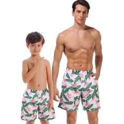 Matching Father Or Son Green Floral Swim Shorts - 2XL