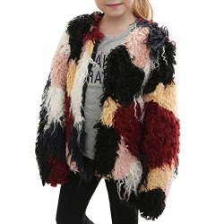 Sunbona Toddler Baby Girls Cute Autumn Winter Patchwork Faux Cashmere Jacket Outwear Warm Thick Coat Clothes 4T 2 3YEARS Multicolor
