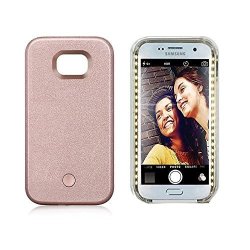 Samsung S7 Selfie LED Light Case Lntech Rechargeable LED Light Up Flash Lighting Selfie Case Illuminated Cover For Samsung S7 Rose Gold