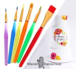 Delidge 6 Piece Cake Paint Brush For Dusting And Painting Fondant Cakes Cookie Decorating
