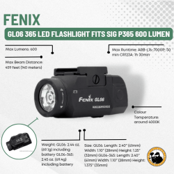 FENIX GL06 365 LED Flashlight Fits Sig P365 600 Lumen