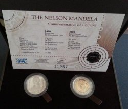 Nelson Mandela Commemorative Proof Coin Set For 2000 And 2008