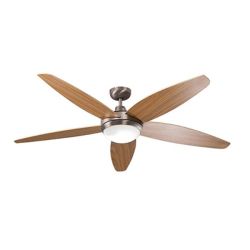 - Lancer Ceiling Fan - With Light Satin Chrome & Wood