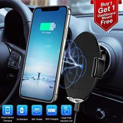 Wireless Car Charger Vansky 2-IN-1 Auto-clamp 10W Qi Charger Dashboard Car Mount Air Vent Phone Holder For Car Touch Sensitive For Iphone XS MAX XR XS X 8