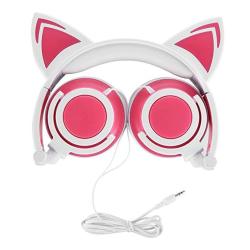 Cat Headphones Outos Rechargeable Cute Cat Ear Headphones With LED Flashing Glowing Lights Fold-able Over Ear Cos-play Fancy Headsets For Iphone PC Laptop MP3