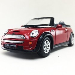 MINI Cooper S Convertible Red Color Kinsmart 1:28 Diecast Model Toy Car Hobby Collectible