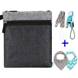 Niceebag Baby Wet And Dry Cloth Diaper Bags Travel Nappy Organizer Bag Waterproof Reusable With Two Zippered Pockets Include 2PCS Pacifier Holder Clips Chain