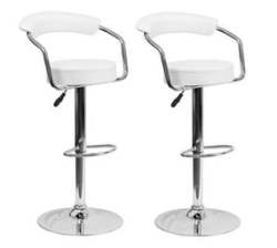 Bar Stools Kitchen Counter Chairs With Armrests 2 Pack White Colour