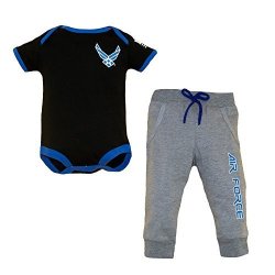 Trooper Clothing Air Force 2 PC Infant Jogger Black grey 3 6 Month