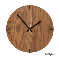 Mika Wall Clock In Oak - 300MM Dia Mid Brown Bold White Second Hand