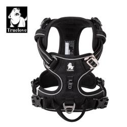 Pet Reflective Nylon Dog Harness No Pull Adjustable Medium Large Naughty Dog Vest Safety Vehicular Lead Walking Running - Black XS
