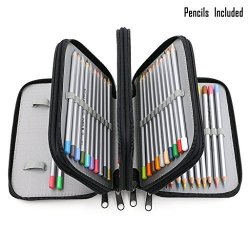 72-COLOR Professional Art Drawing Pencils Colored Pencils For Artist Sketch Set Of 72 Assorted Colors With Multi-layer Pencil Cases holders Black