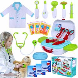 Innocheer Kids Doctor Kit 20 Pieces Pretend-n-play Medical Toys Set With Roleplay Doctor Costume And Carry Case For Little Girls School Classroom