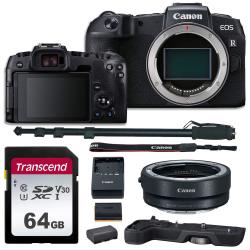 Canon Eos Rp Mirrorless Dslr Camera Body With Grip Lens Converter Transcend 64GB Memory Card Monopod And Spare Battery Eos Rp Camera Body Bundle St