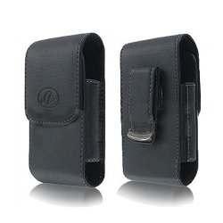 MarZey Cell Phone Case For Huawei P Smart Black Leather Look Vertical Stylish Luxury Pouch Bag With Belt Clip