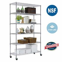Deals On 6 Tier Wire Shelving Unit With, Small Metal Shelving Unit With Wheels