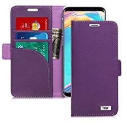 FYY Samsung Galaxy S9 Case Genuine Leather Wallet Flip Phone Case Prevent Card Informa Purple