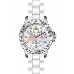 Invicta Speedway Multi-function Mother Of Pearl Dial White Silicone Ladies Watch