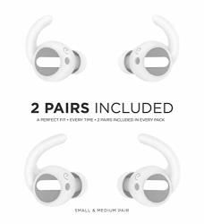Earbuddyz Ultra Ear Hooks And Covers Compatible With Apple Airpods 1 & Airpods 2 Or Earpods Featuring Bass Enhancement Technology White