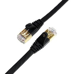 Tera Grand - CAT7 10 Gigabit Ethernet Ultra Flat Patch Cable For Modem Router Lan Network Playstation Xbox - Built With Gold Plated &