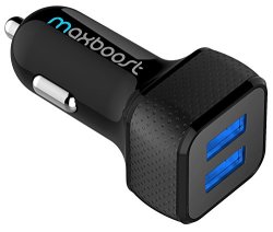 Car Charger Maxboost 4.8a 24w 2 Smart Port Charger Black For Iphone 7 6s Plus 6 Plus 6 5se 5s 5 5c 4s Samsung