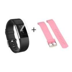 Generic Fitbit Charge 2 Silicone Strap S m Pink - With Protective Case