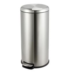Soft Close Round Pedal Kitchen Dustbin Stainless Steel Silver 28L
