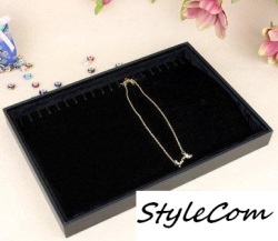Black Faux Velvet Necklace bracelet Display Tray